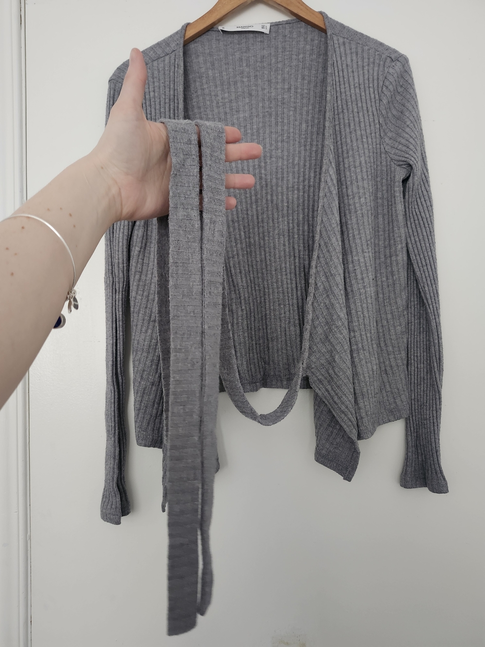 Mango Ribbed Open-Front Cardigan in Gray - Picture 3 of 3